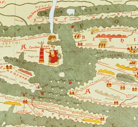 Détail de Constantinople de la copie de la carte de Peutinger (détail)